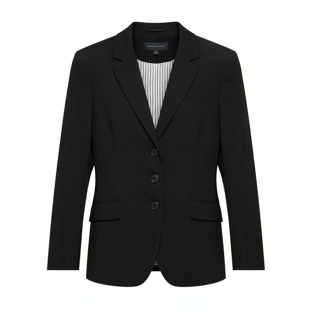 Apostrophe Womens Black Suit Blazer Sz 14 Classic Career Office Business Jacket